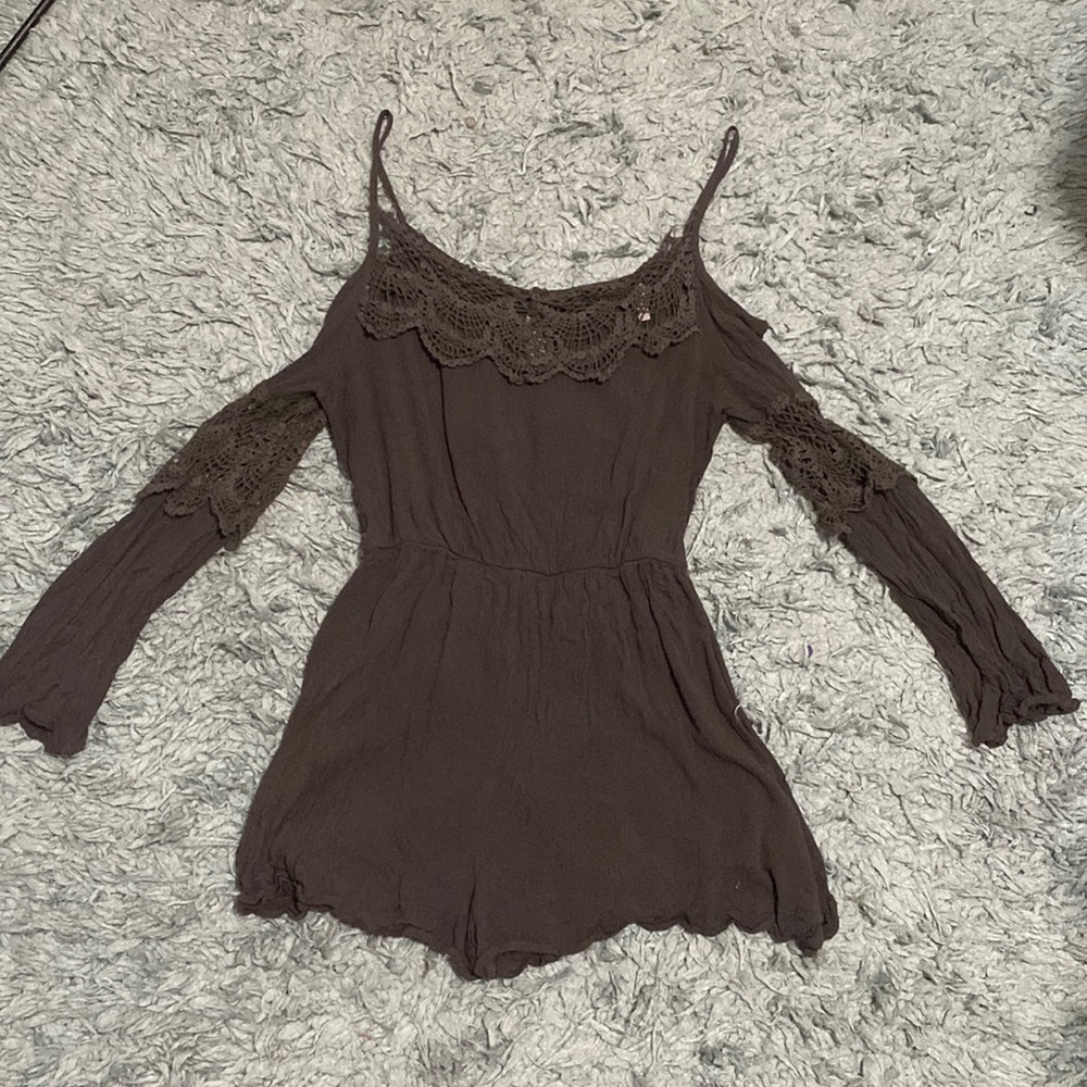 dark green laced romper